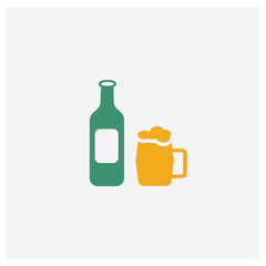 Beer concept 2 colored icon. Isolated orange and green Beer vector symbol design. Can be used for web and mobile UI/UX