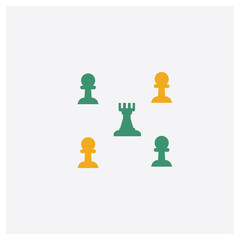 Chess concept 2 colored icon. Isolated orange and green Chess vector symbol design. Can be used for web and mobile UI/UX