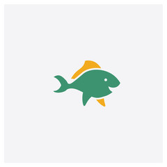 Fish concept 2 colored icon. Isolated orange and green Fish vector symbol design. Can be used for web and mobile UI/UX