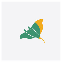 Manta ray concept 2 colored icon. Isolated orange and green Manta ray vector symbol design. Can be used for web and mobile UI/UX