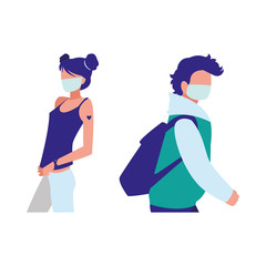 couple in the city wearing face mask