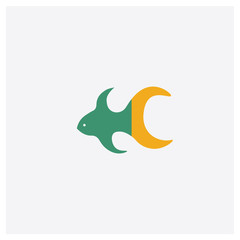Fish concept 2 colored icon. Isolated orange and green Fish vector symbol design. Can be used for web and mobile UI/UX