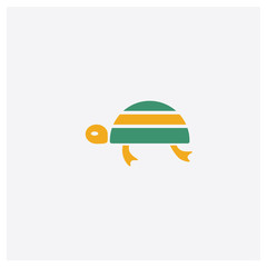 Turtle concept 2 colored icon. Isolated orange and green Turtle vector symbol design. Can be used for web and mobile UI/UX