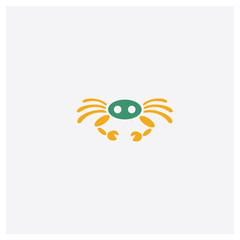 Crab concept 2 colored icon. Isolated orange and green Crab vector symbol design. Can be used for web and mobile UI/UX
