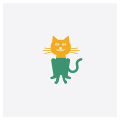 Cat concept 2 colored icon. Isolated orange and green Cat vector symbol design. Can be used for web and mobile UI/UX