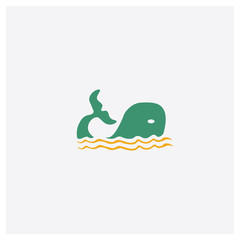 Whale concept 2 colored icon. Isolated orange and green Whale vector symbol design. Can be used for web and mobile UI/UX