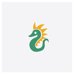 Seahorse concept 2 colored icon. Isolated orange and green Seahorse vector symbol design. Can be used for web and mobile UI/UX