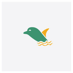 Dolphin concept 2 colored icon. Isolated orange and green Dolphin vector symbol design. Can be used for web and mobile UI/UX