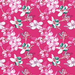 Field flowers bouquet, seamless pattern.