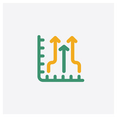 Analytics concept 2 colored icon. Isolated orange and green Analytics vector symbol design. Can be used for web and mobile UI/UX