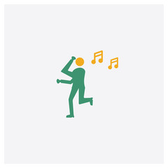 Dancing concept 2 colored icon. Isolated orange and green Dancing vector symbol design. Can be used for web and mobile UI/UX
