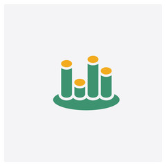 Bar chart concept 2 colored icon. Isolated orange and green Bar chart vector symbol design. Can be used for web and mobile UI/UX
