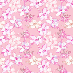 Field flowers bouquet, seamless pattern.