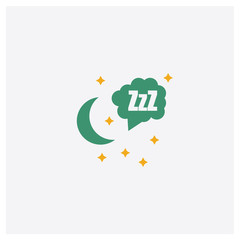 Sleep concept 2 colored icon. Isolated orange and green Sleep vector symbol design. Can be used for web and mobile UI/UX