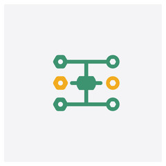 Diagram concept 2 colored icon. Isolated orange and green Diagram vector symbol design. Can be used for web and mobile UI/UX