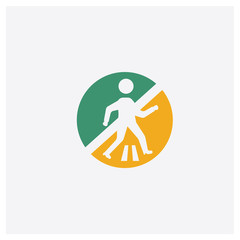 Zebra crossing concept 2 colored icon. Isolated orange and green Zebra crossing vector symbol design. Can be used for web and mobile UI/UX