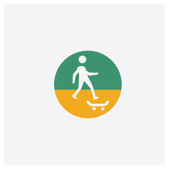 Skateboard concept 2 colored icon. Isolated orange and green Skateboard vector symbol design. Can be used for web and mobile UI/UX