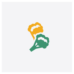 Broccoli Porcion concept 2 colored icon. Isolated orange and green Broccoli Porcion vector symbol design. Can be used for web and mobile UI/UX