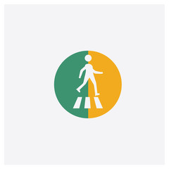 Pedestrian concept 2 colored icon. Isolated orange and green Pedestrian vector symbol design. Can be used for web and mobile UI/UX