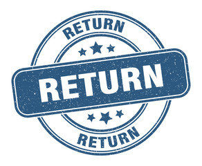 return stamp. return label. round grunge sign