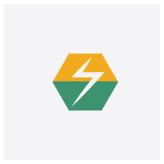 Electricity concept 2 colored icon. Isolated orange and green Electricity vector symbol design. Can be used for web and mobile UI/UX