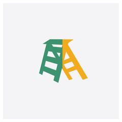 Ladder concept 2 colored icon. Isolated orange and green Ladder vector symbol design. Can be used for web and mobile UI/UX