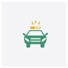 Police car concept 2 colored icon. Isolated orange and green Police car vector symbol design. Can be used for web and mobile UI/UX