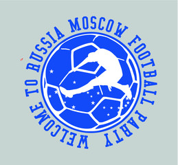 Russia flag and Soccer Print embroidery graphic design vector art