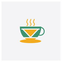 Coffee concept 2 colored icon. Isolated orange and green Coffee vector symbol design. Can be used for web and mobile UI/UX