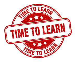 time to learn stamp. time to learn round grunge sign. label