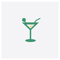 Cocktail concept 2 colored icon. Isolated orange and green Cocktail vector symbol design. Can be used for web and mobile UI/UX