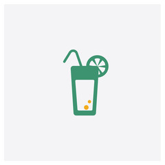 Orange juice concept 2 colored icon. Isolated orange and green Orange juice vector symbol design. Can be used for web and mobile UI/UX