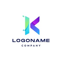 modern K letter liquid logo initial logotype icon vector in elegant simple technology data colorful style 