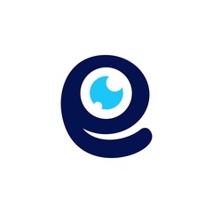 E letter logo with eye icon initial logotype icon vector 