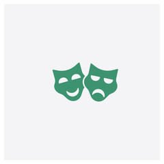 Theater Masks concept 2 colored icon. Isolated orange and green Theater Masks vector symbol design. Can be used for web and mobile UI/UX