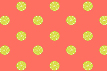 Patrón de rodajas de lima y fondo coral