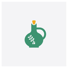 Olive Oil concept 2 colored icon. Isolated orange and green Olive Oil vector symbol design. Can be used for web and mobile UI/UX