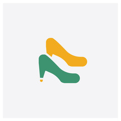 High heels concept 2 colored icon. Isolated orange and green High heels vector symbol design. Can be used for web and mobile UI/UX