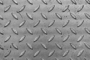 Used checkered steel plates background - Black and White