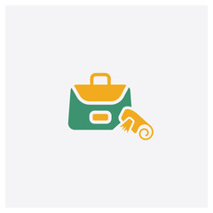 Backpack concept 2 colored icon. Isolated orange and green Backpack vector symbol design. Can be used for web and mobile UI/UX