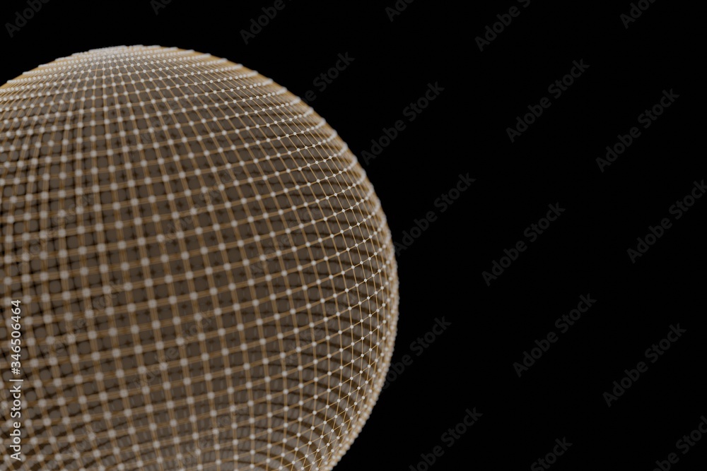 Aufkleber abstract 3d sphere. mesh of sphere with points and lines on dark background. science and technology.