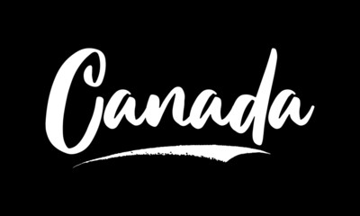 Canada Calligraphy Black Color Text On Black Background