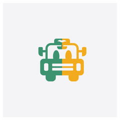 Airport Bus concept 2 colored icon. Isolated orange and green Airport Bus vector symbol design. Can be used for web and mobile UI/UX