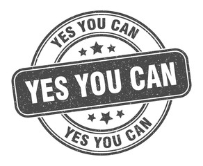 yes you can stamp. yes you can label. round grunge sign