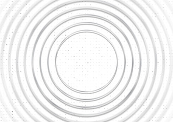 Fototapeta na wymiar Abstract white tech geometric background with metallic rings. Vector design