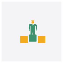 Proud concept 2 colored icon. Isolated orange and green Proud vector symbol design. Can be used for web and mobile UI/UX