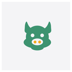 Pig concept 2 colored icon. Isolated orange and green Pig vector symbol design. Can be used for web and mobile UI/UX