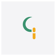 Sickle concept 2 colored icon. Isolated orange and green Sickle vector symbol design. Can be used for web and mobile UI/UX