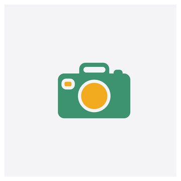 Camera concept 2 colored icon. Isolated orange and green Camera vector symbol design. Can be used for web and mobile UI/UX