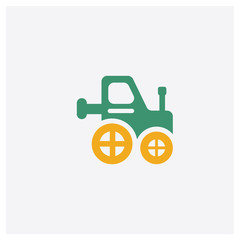 Tractor concept 2 colored icon. Isolated orange and green Tractor vector symbol design. Can be used for web and mobile UI/UX